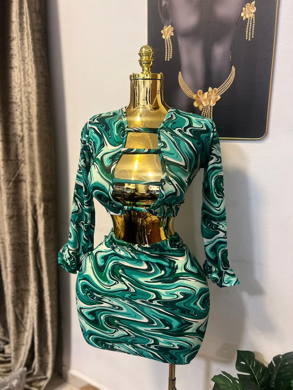 Emerald Swirl Mini Dress